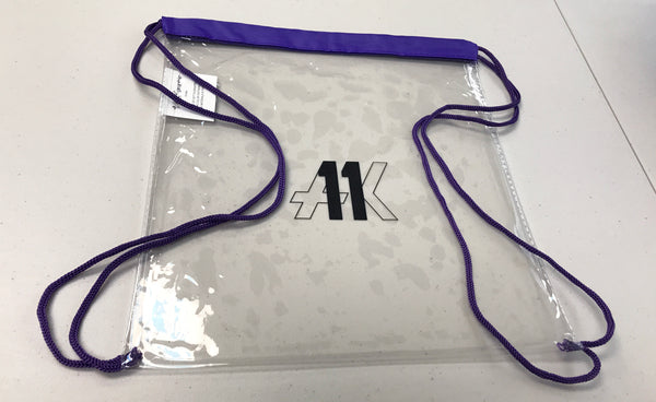 AK11 Clear/Purple Drawstring Bag