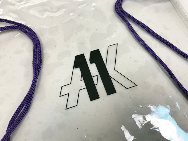 AK11 Clear/Purple Drawstring Bag